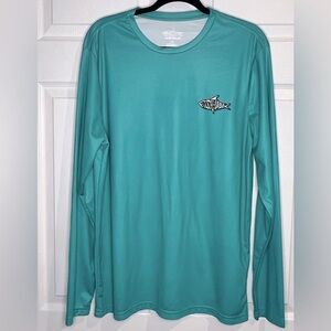 Fish n Vibe Men's Long Sleeve Sun Protection Fishing Tee - Blue - Size Large